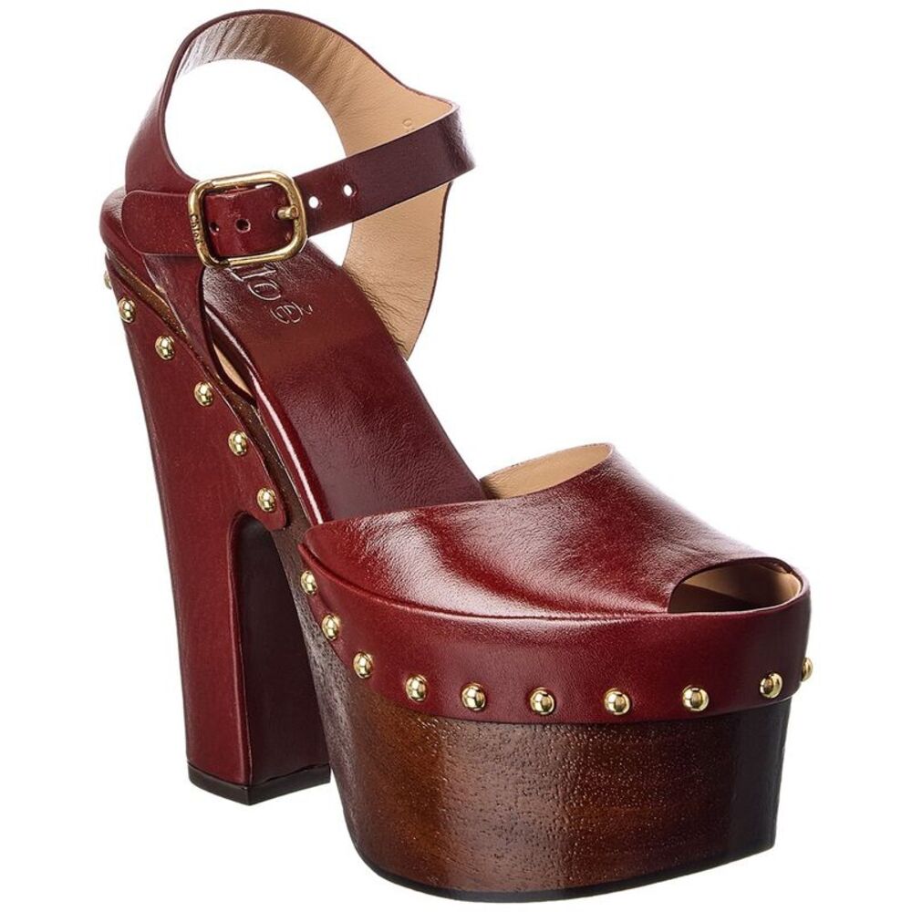 Chloé Meret Leather Platform Sandal, Purple